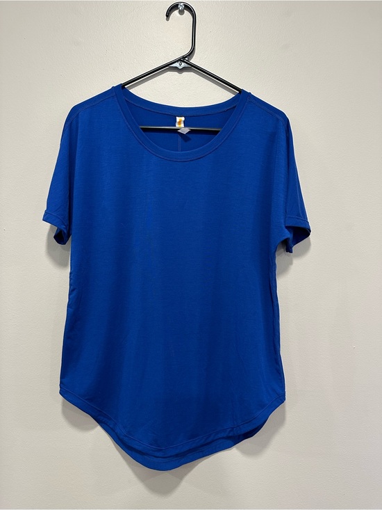 Lucy Tops - Lucy Tech Royal Blue Short Sleeve High Low Hem Performance Top #637171 Size M